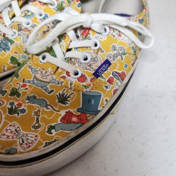 VANS Liberty of London Alice in Wonderland Mad Hatter Yellow Women Size 7.5 - Picture 8 of 12